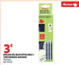 Auchan Supermarché AUCHAN Roller gel bleu effacable + 3 recharges offre