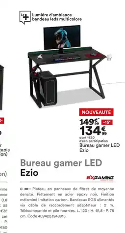 BUT Bureau gamer LED Ezio offre