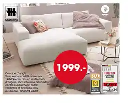 Möbel Martin Canapé d'angle Tissu velours côtelé snow offre