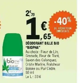 E.Leclerc Déodorant bille bio offre