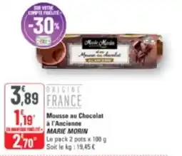 G20 Mousse au chocolat à l'ancienne marie morin offre