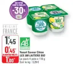 G20 Yaourt saveur citron one feteles 300 laitiers bio offre
