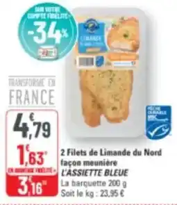 G20 2 filets de limande du nord façon meuniere l'assiette bleue offre