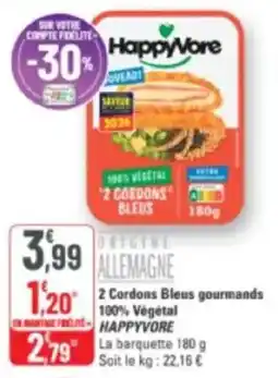 G20 2 cordons bleus gourmands 100% végétal happyvore offre
