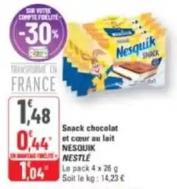 G20 Snack chocolat et cœur au lait nesquik nestlé offre