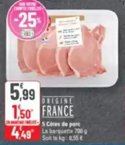 G20 5 cotes de porc offre
