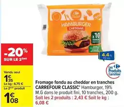 Carrefour Drive Carrefour - fromage fondu au cheddar en tranches offre