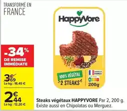 Carrefour Drive Happyvore - steaks végétaux offre
