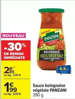 Carrefour Drive Panzani - sauce bolognaise vegetale offre