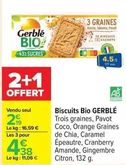 Carrefour Drive Gerblé - biscuits bio offre