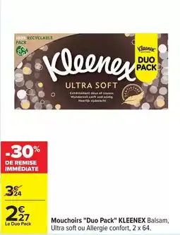 Carrefour Drive Kleenex - mouchoirs duo pack offre