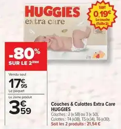 Carrefour Drive Huggies - couches & culottes extra care offre