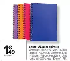 Carrefour Drive Carnet a5 avec spirales offre