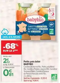 Carrefour Drive Babybio - petits pots bébé offre
