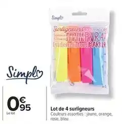 Simply - lot de 4 surligneurs