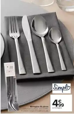 Carrefour Drive Simply - ménagère 16 pièces offre