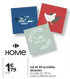 Carrefour Drive Lot de 20 serviettes décorées offre