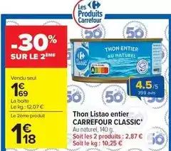 Carrefour Market Carrefour - thon listao entier classic' offre