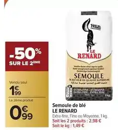 Carrefour Market Le renard - semoule de blé offre