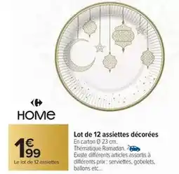 Carrefour Market Lot de 12 assiettes décorées offre