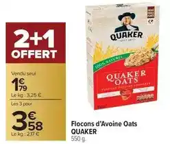 Carrefour Market Quaker - flocons d'avoine oats offre