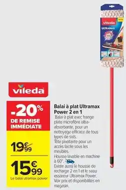 Carrefour Market Vileda - balai à plat ultramax power 2 en 1 offre