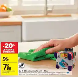 Carrefour Market Elephant - lot de 20 lavettes microfibres 30 x 30 cm offre