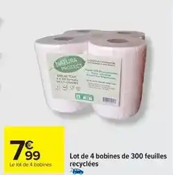 Carrefour Market Lot de 4 bobines de 300 feuilles recyclees offre