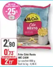 G20 Mccain - frite côté resto offre