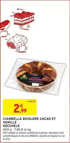Intermarché Gecchele - ciambella bicolore cacao et vanille offre