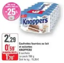 G20 Gaufrettes fourrées au lait et noisettes knoppers offre