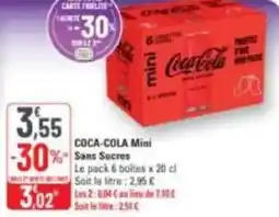 G20 Coca-cola mini sans sucres offre