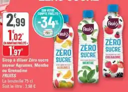 G20 Sirop à diluer zéro sucre saveur agrumes menthe ou grenadine fruiss offre
