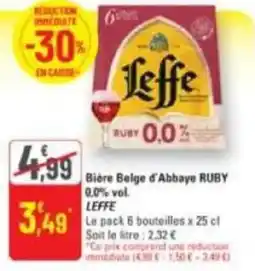 G20 Bière belge d'abbaye ruby 0.0% vol. leffe offre