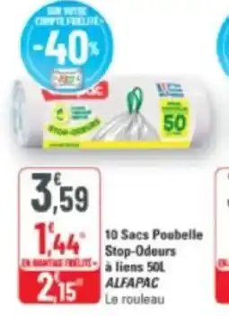 G20 10 sacs poubelle stop-odeurs à liens alfapac offre