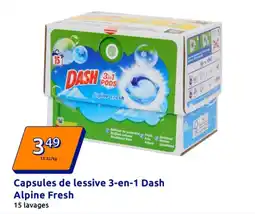 Action Capsules de lessive 3-en-1 dash alpine fresh offre
