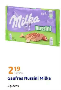 Action Gaufres nussini milka offre