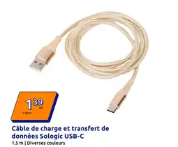 Action Câble de charge et transfert de données sologic usb-c offre