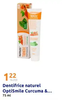 Action Dentifrice naturel optismile curcuma & offre