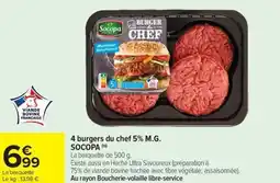 Carrefour Market SOCOPA 4 burgers du chef 5% M.G. offre