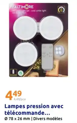 Action Lampes pression avec télécommande offre