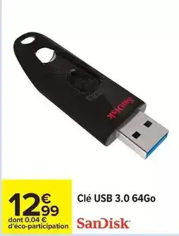 Carrefour Drive Sandisk - clé usb 3.0 64go offre