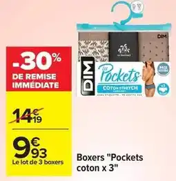 Carrefour Drive Dim - boxers pockets coton x 3 offre