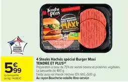 Carrefour Market Burger - 4 steaks hachés spécial maxi offre