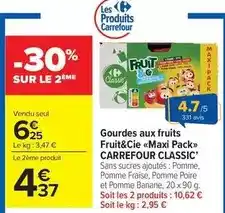 Carrefour Market Carrefour - gourdes aux fruits fruit&cie maxi packclassic' offre
