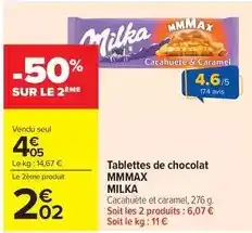 Carrefour Market Milka - tablettes de chocolat mmmax offre