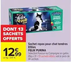 Carrefour Market Purina - sachet repas pour chat tendres efillés felix offre