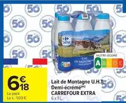 Carrefour Market Carrefour - lait de montagne u.h.t. demi-écrémé extra offre