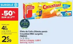 Carrefour Market FINDUS Filets de Colin d'Alaska panés Croustibat MSC surgelés offre