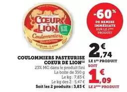 Hyper U Coeur de lion - coulommiers pasteurise offre